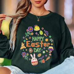 "Happy Easter Day" | Festive Graphic Unisex Adult Long Sleeve T-Shirt | Holiday Celebration