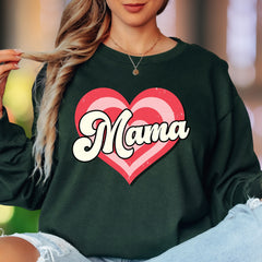 "Mama" | Retro Heart Unisex Adult Long Sleeve T-Shirt | Motherhood Lifestyle
