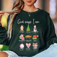 "God Says I Am" | Christmas Affirmations Unisex Adult Long Sleeve T-Shirt | Faith-Inspired Lifestyle
