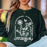"There Was Jesus" | Floral Typography Unisex Adult Long Sleeve T-Shirt | Faith-Inspired Lifestyle