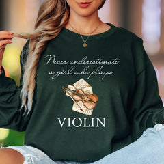 "Never Underestimate A Girl Who Plays Violin" | Artistic Expression Unisex Adult Long Sleeve T-Shirt | Musician Lifestyle