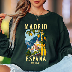 "Madrid España Est. 865 A.D" | Vintage Travel Unisex Adult Long Sleeve T-Shirt | European Lifestyle