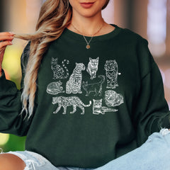 "Feline Friends" | Vintage Cat Illustration Unisex Adult Long Sleeve T-Shirt | Animal Lover Apparel