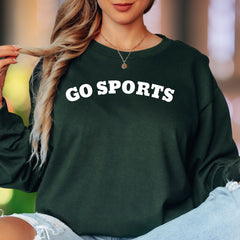 "GO SPORTS" | Bold Typography Unisex Adult Long Sleeve T-Shirt | Humorous Lifestyle
