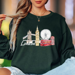 "London" | Watercolor Cityscape Unisex Adult Long Sleeve T-Shirt | Travel & Culture Lifestyle