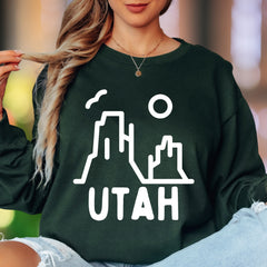 "Utah" | Minimal Nature Outline Unisex Adult Long Sleeve T-Shirt | Outdoor Adventure