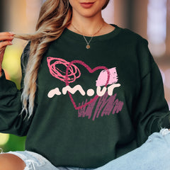 "Amour" | Abstract Brushstroke Unisex Adult Long Sleeve T-Shirt | Romantic Expression