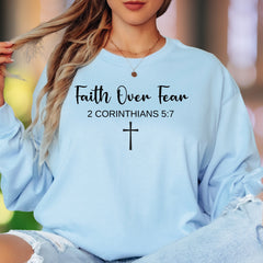 "Faith Over Fear" | Script Typography Unisex Adult Long Sleeve T-Shirt | Spiritual Lifestyle