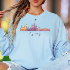 "Santiago" | Minimal Skyline Unisex Adult Long Sleeve T-Shirt | Travel & City Love