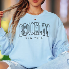 "BROOKLYN NEW YORK" | Modern Typography Unisex Adult Long Sleeve T-Shirt | City Lifestyle