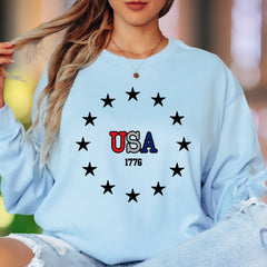 "USA 1776" | Patriot Stars Unisex Adult Long Sleeve T-Shirt | American Pride