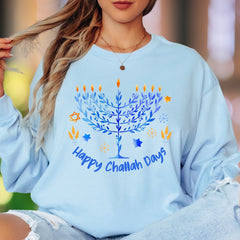 "Happy Challah Days" | Festive Menorah Unisex Adult Long Sleeve T-Shirt | Holiday Lifestyle