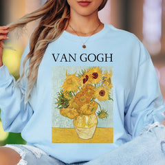 "Van Gogh Sunflowers" | Artistic Vintage Unisex Adult Long Sleeve T-Shirt | Art Lover Apparel