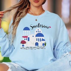"Santorini" | Minimal Travel Unisex Adult Long Sleeve T-Shirt | Vacation & Wanderlust