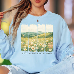"Let Kindness Bloom" | Nature Watercolor Unisex Adult Long Sleeve T-Shirt | Gentle Lifestyle