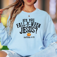 "Are You Fall-O-Ween Jesus?" | Playful Typography Unisex Adult Long Sleeve T-Shirt | Faith-Inspired Fun