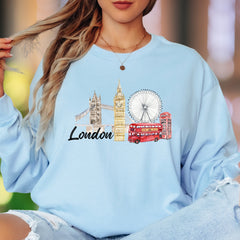"London" | Watercolor Cityscape Unisex Adult Long Sleeve T-Shirt | Travel & Culture Lifestyle