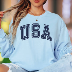"USA" | Bold Typography Unisex Adult Long Sleeve T-Shirt | Patriotic Lifestyle