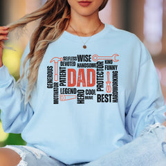 "DAD" Word Cloud | Typography Unisex Adult Long Sleeve T-Shirt | Father's Day Gift