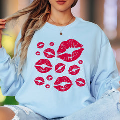 "Pink Kisses" | Playful Pattern Unisex Adult Long Sleeve T-Shirt | Flirty Lifestyle