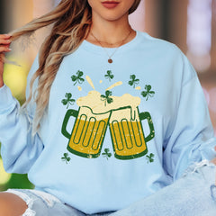 St. Patrick's Day Cheers | Distressed Graphic Unisex Adult Long Sleeve T-Shirt | Festive Lifestyle