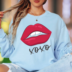 "XOXO" | Bold Lips Graphic Unisex Adult Long Sleeve T-Shirt | Affectionate Streetwear