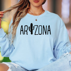 "Arizona" | Cactus Typography Unisex Adult Long Sleeve T-Shirt | Desert Lifestyle Apparel