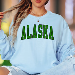 "ALASKA" | Varsity Typography Unisex Adult Long Sleeve T-Shirt | State Pride Lifestyle