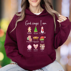 "God Says I Am" | Christmas Affirmation Unisex Adult Hoodie | Faith-Inspired Lifestyle