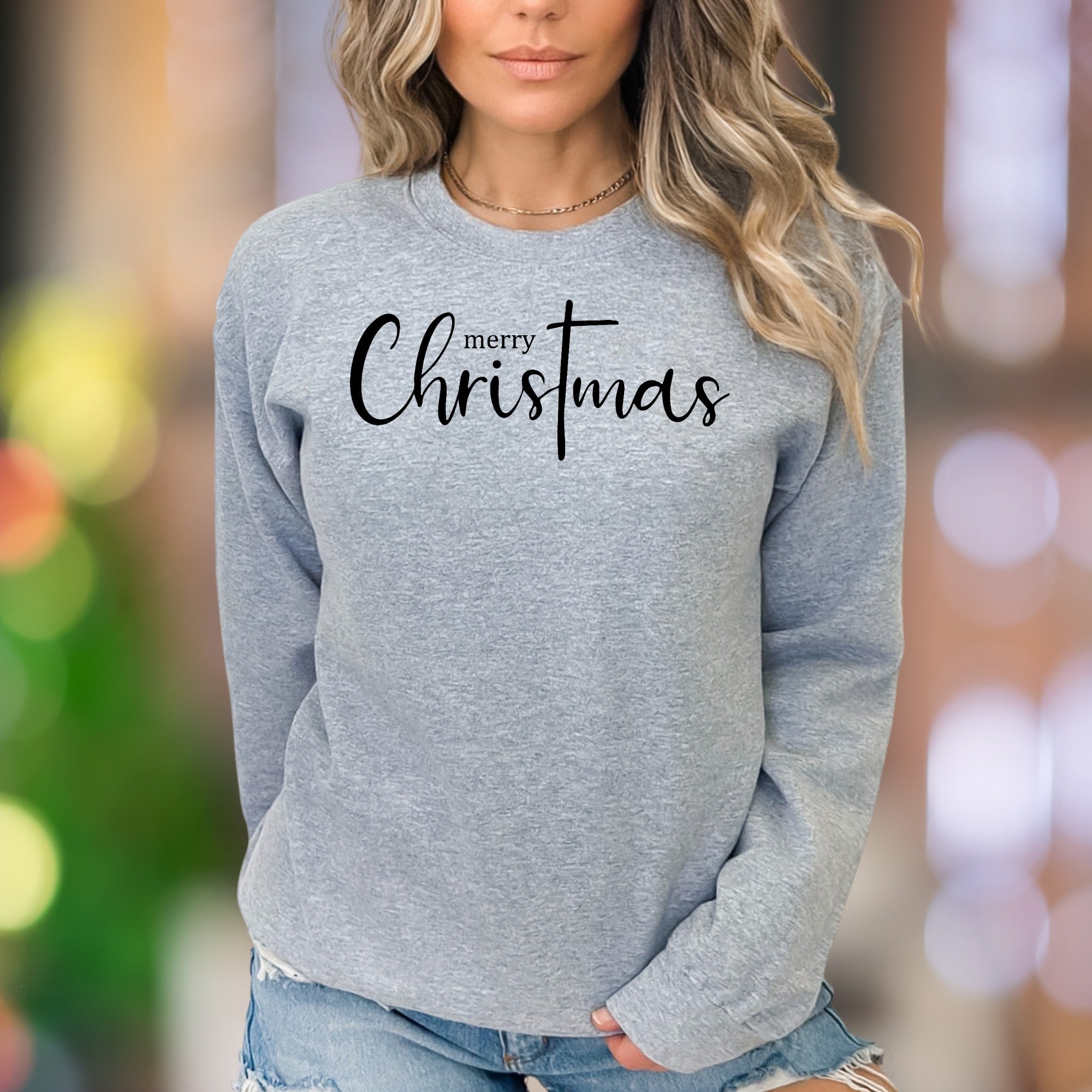 "Merry Christmas" | Script Typography Unisex Adult Sweatshirt | Festive Lifestyle