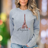 "Bonjour" | Parisian Eiffel Tower Unisex Adult Sweatshirt | Travel & Lifestyle
