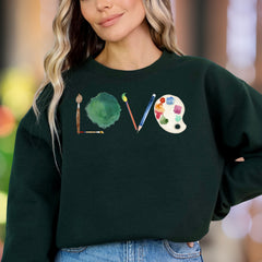 "LOVE A.R.T." | Artistic Watercolor Unisex Adult Sweatshirt | Creative Lifestyle