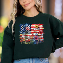 "Watercolor Floral Flag" | Patriotic Nature Unisex Adult Sweatshirt | Expressive Lifestyle