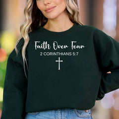 "Faith Over Fear" | Script Typography Unisex Adult Sweatshirt | Inspirational Lifestyle