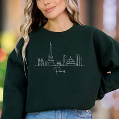 "Paris" | Minimal Skyline Unisex Adult Sweatshirt | Travel & Lifestyle