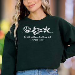 "Be Still And Know That I Am God" | Sea Life Graphic Unisex Adult Sweatshirt | Calm Spiritual Wear