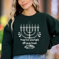 "May Love and Light Fill Your Heart" | Inspirational Candle Graphic Unisex Adult Sweatshirt | Thoughtful Gifting