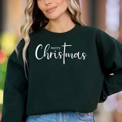 "Merry Christmas" | Script Typography Unisex Adult Sweatshirt | Festive Lifestyle