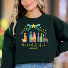 "the greast gift of all MATTHEW 1:21" | Nativity Scene Unisex Adult Sweatshirt | Festive Lifestyle