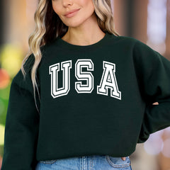 "USA" | Collegiate Typography Unisex Adult Sweatshirt | Patriotic Lifestyle