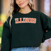 "ILLINOIS" | Collegiate Typography Unisex Adult Sweatshirt | State Pride Apparel