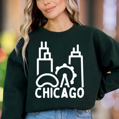 "Chicago Skyline" | Line Art Unisex Adult Sweatshirt | City Lover Apparel
