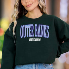 "OUTER BANKS NORTH CAROLINA" | Retro Beach Typography Unisex Adult Sweatshirt | Coastal Lifestyle