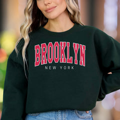 "BROOKLYN NEW YORK" | Retro Bold Typography Unisex Adult Sweatshirt | City Pride