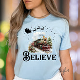 "Believe" | Festive Christmas Train Unisex Adult T-Shirt | Holiday Lifestyle