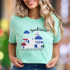 "Santorini" | Illustrated Graphic Unisex Adult T-Shirt | Travel & Wanderlust