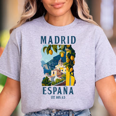 "MADRID ESPAÑA" | Vintage Travel Graphic Unisex Adult T-Shirt | European Lifestyle