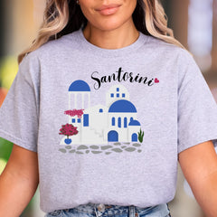 "Santorini" | Illustrated Graphic Unisex Adult T-Shirt | Travel & Wanderlust