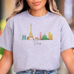 "Paris" | Minimal Skyline Unisex Adult T-Shirt | Travel & City Lifestyle