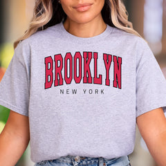 "BROOKLYN NEW YORK" | Bold Arch College Typography Unisex Adult T-Shirt | City Streetwear